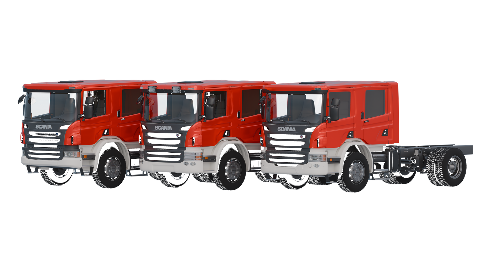 Scania P-series 2008-2014 CrewCab Chassis Pack 3D models