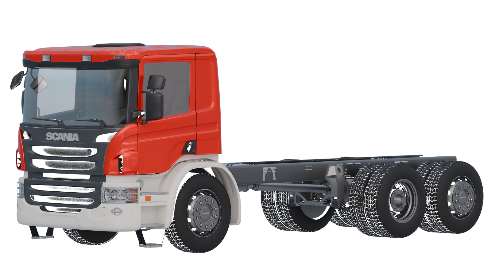 Scania P-series 2008-2014 SingleCab Chassis 6x4 v2 3D model