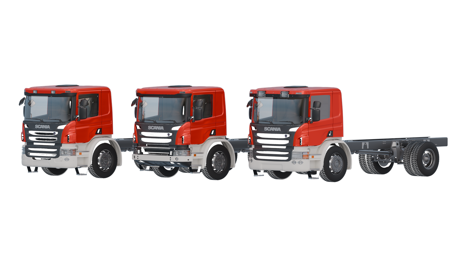 Scania P-series 2008-2014 SingleCab Chassis Pack 3D models