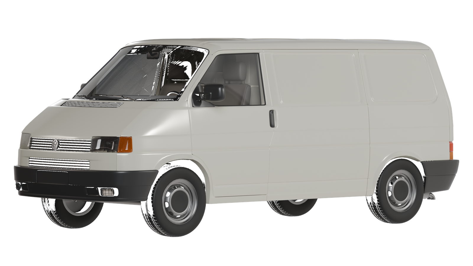 Volkswagen T4 pre-facelift cargo van 3D model rear three-quarter view render